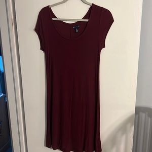 Gap, Ribbed, Stretchy T-Shirt Style Dress, maroon, size M